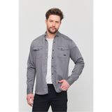 YXC Slim Fit Erkek Kot Gömlek Gri 5XL BEDEN 110-115 KİLO