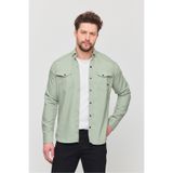 YXC Slim Fit Erkek Kot Gömlek Su Yeşili 5XL BEDEN 110-115 KİLO