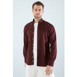 YXC Trend Maker Erkek Gömlek Pamuklu Slim Fit Uzun Kollu Cepsiz Bordo Erkek Gömlek