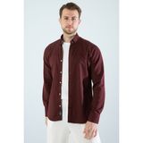 YXC Trend Maker Erkek Gömlek Slim Fit Cepsiz Kot Gömlek - Bordo