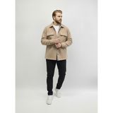 YXC Trend Maker Erkek Mevsimlik Spor Kesim Mont Çıtçıtlı Ceket Polar Erkek Gömlek - 2XL - Taş