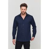 YXC Trend Maker Erkek Yazlık Gömlek Dokulu Bol Kalıp Oversize Salaş Erkek Gömlek - 2XL - Lacivert