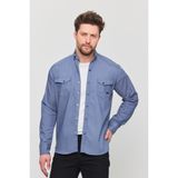 YXC Trend Maker Slim Fit Erkek Dar Kesim Pamuklu Kot Gömlek - Mavi