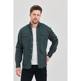 YXC Trend Maker Slim Fit Erkek Dar Kesim Pamuklu Kot Gömlek - Nefti - 4XL