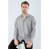 YXC Trend Maker YENİ ÜRÜNDÜR.Erkek Keten Dokulu Oversize Gri Erkek Gömlek