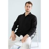 YXC Trend Maker YENİ ÜRÜNDÜR.Erkek Keten Dokulu Oversize Siyah Erkek Gömlek