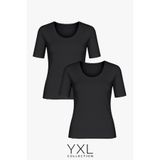 YXL COLLECTION Kadın Büyük Beden 2'li Siyah Paket Viskon Likralı Basic Tişört Penye Bluz Siyah L