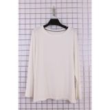 YXL COLLECTION Kadın Büyük Beden Bisiklet Yaka Uzun Kollu Modal Basic Anne Penye Bluz Ekru 50