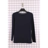 YXL COLLECTION Kadın Büyük Beden Bisiklet Yaka Uzun Kollu Modal Basic Anne Penye Bluz Lacivert 48