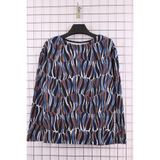YXL COLLECTION Kadın Büyük Beden Eteği Pileli Kayık Yaka Desenli Anne Bluz Çok Renkli 42