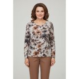 YXL COLLECTION Kadın Büyük Beden Likralı Bisiklet Yaka Çiçek Desenli Yumuşak Kazak Anne Bluz