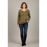 YXL COLLECTION Kadın Büyük Beden Likralı Bisiklet Yaka Leopar Desenli Yumuşak Kazak Anne Bluz Çok Renkli M