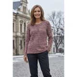 YXL COLLECTION Kadın Büyük Beden Likralı Bisiklet Yaka Mix Desenli Yumuşak Kazak Anne Bluz Kırmızı L
