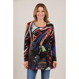YXL COLLECTION Kadın Büyük Beden Likralı Bisiklet Yaka Mix Desenli Yumuşak Uzun Kazak Anne Bluz