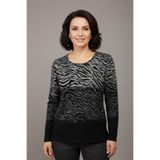 YXL COLLECTION Kadın Büyük Beden Likralı Bisiklet Yaka Zebra Desenli Yumuşak Kazak Anne Bluz