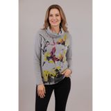 YXL COLLECTION Kadın Büyük Beden Likralı Boğazlı Taşlı Baskılı Yumuşak Kazak Anne Bluz