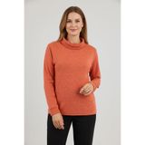 YXL COLLECTION Kadın Büyük Beden Likralı Boğazlı Turuncu Yumuşak Kazak Anne Bluz Turuncu S