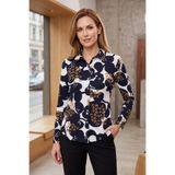 YXL COLLECTION Kadın Büyük Beden Likralı Mix Desen Patlı Uzun Kol Anne Gömlek Penye Bluz
