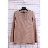 YXL COLLECTION Kadın Büyük Beden Yaka Bağcıklı Uzun Kol Eteği Lastikli Çizgili Mevsimlik Sweatshirt Kum Rengi 36