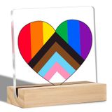 YXSEZ Eşcinsel Gurur Hediyeleri Erkekler Arkadaşlar için İlerleme Gurur Gökkuşağı Bayrağı Temizle Masa Dekoratif Tabela LGBT Eşcinsel Pride Akrilik Tabela Standlı Masa Plakası Hatıra Sanat Dekor