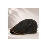YYB Erkek Kot Gözlük Şapkası Deri Detaylı Retro Flat Cap Ayarlanabilir 3 Renk