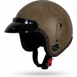 YYK 701 Jyt Deri Cafe Racer Güneş Vizörlü Vintage Kask - XL - Kahverengi