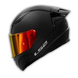 YYK LS2 Rapıd 2 Mat Siyah Race Kapalı Kask – Kırmızı Vizör Camlı, Çoklu Boyut Seçenekleri ile Üst Düzey Güvenlik ve Konfor Sunan, Gelişmiş Havalandırmalı Yarış Kaskı (2XL)