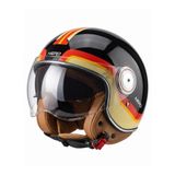 YYK Nero Retro Yarım Motosiklet Kaskı Erkek Kadın, Dayanıklı ABS Kabuk Şehir İçi Açık Kask, UV Korumalı Vizör (SİYAH, Small)