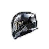 YYK Storm 2 Jeans Gri Aynalı Vizörlü Motosiklet Kaskı, ECE 22.06 Sertifikalı Kapalı Kask, Dahili Güneş Vizörlü, Yüksek Performanslı KPA Dış Kabuk, Gelişmiş Havalandırmalı Unisex Kask (XL)