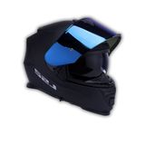 YYK Storm 2 Jeans Siyah-Mavi Vizörlü Motosiklet Kaskı, ECE 22.06 Sertifikalı Kapalı Kask, Dahili Güneş Vizörlü, Yüksek Performanslı KPA Dış Kabuk, Gelişmiş Havalandırmalı Unisex Kask (L)