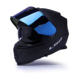 YYK Storm 2 Jeans Siyah-Mavi Vizörlü Motosiklet Kaskı, ECE 22.06 Sertifikalı Kapalı Kask, Dahili Güneş Vizörlü, Yüksek Performanslı KPA Dış Kabuk, Gelişmiş Havalandırmalı Unisex Kask (M)