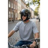 YYK Sway Sw 765 The Dark Knight Güneş Vizörlü Siyah Cam Mat Yarım Açık Motosiklet Scooter Kask - Nardo Gri