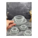 YzHome 12 Parça Boncuklu Cam Kase Kahvaltılık Tabak Çerezlik 8*6cm