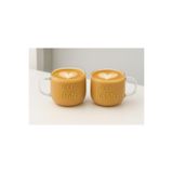 YzHome 2 Adet Gold Yazılı Good Morning 400ml Borosilikat Cam Kupa Bardak Sunumluk