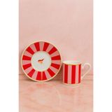 YzHome 2 Kişilik Porselen Yaldızlı Lovely Birds Özel Tasarım Pembe Kuşlu Kahve Fincan Takımı Seti 100ml