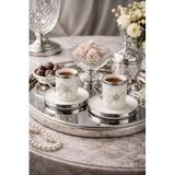 YzHome 2 Li Gümüş Yaldızlı Porselen Lotus Çiçek Kahve Fincan Takımı, 100ml yz.gümüşlotusfincan2li