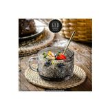 YzHome 2 Li Lüks Kristal Cam Bardak Kulplu Magnolya Tatlılık Kase Kupa 410ml