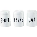 Yzhome 3'lü Beyaz Porselen Vakumlu Saklama Kabı Çay Şeker Kahve Kavanoz