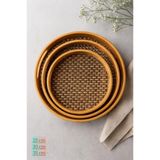 YzHome 3'lü Yuvarlak Bambu Tepsi Sunum Servis Tepsisi 25 30 35Cm