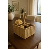 YzHome 4 Bölmeli Hasır Rattan Askılı Tutmalı Düzenleyici Organizer Sepet, 29x18 cm