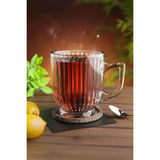 Yzhome 6 Adet Kristal Cam Kulplu Çay Nescafe Kupa Bardak Seti Takımı - Şeffaf