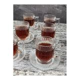 YzHome 6 Kişilik 12 Parça Cam Çay Takımı Çay Bardağı Ve Tabak Seti