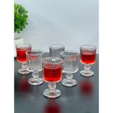 Yzhome 6 Kişilik Cam Ayaklı Pinterest Model Çizgili Kahve Yanı Bardağı Bardak 65 ml - Şeffaf