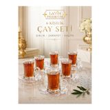 YzHome 6 Kişilik Cam Lotus Çiçek Model Çay Fincan Takımı Seti 120ml