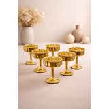 YzHome 6 Kişilik Gold Kaplama Cam Kahve Yanı Lokumluk - Kahvaltılık Kase - Sunumluk - 50ml