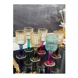 Yzhome 6 Lı Cam Yaldızlı Renkli Kahve Yanı Su Bardağı Kadeh Kupa Bardak 75ML
