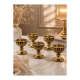 YzHome 6 Lı Gold Kaplama Ayaklı Mini Kristal Cam Lüks Lokumluk Kahve Yanı Sunumluk Kase