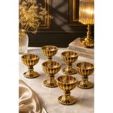 YzHome 6 Lı Gold Kaplama Ayaklı Mini Kristal Cam Lüks Lokumluk Kahve Yanı Sunumluk Kase