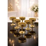 Yzhome 6 Lı Gold Kaplama Cam Ayaklı Kahve Yanı Lokumluk Kahvaltılık Kase Sunumluk 50ML