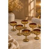 Yzhome 6 Lı Gold Kaplama Cam Ayaklı Kahve Yanı Lokumluk Kahvaltılık Kase Sunumluk Reçellik 50ML